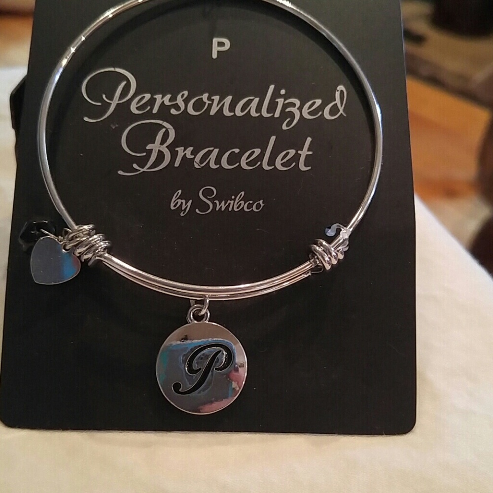 Swibco Silver Tone Bracelet Initial P